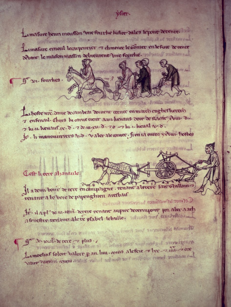 Ms 1175 f.156v Labors, od Old Rentier of Oudenaarde, 1291-1302 autorstwa French School