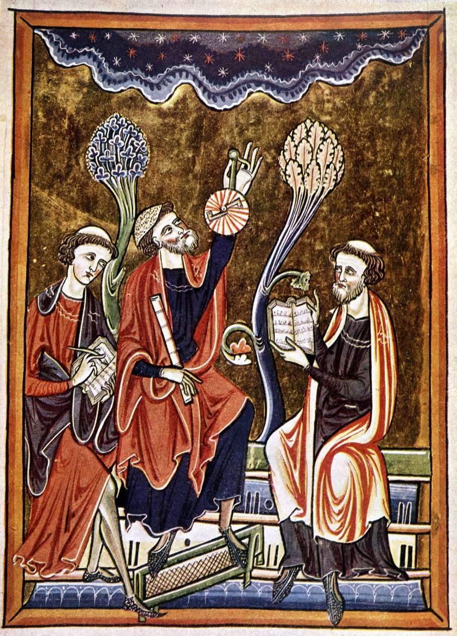 Ms 1186 f.1, Astronom, urzędnik i komputysta, faksymile miniatury zaczerpniętej z Księgi Psalmów (Psałterz) św. Ludwika i Blanche de Castile autorstwa French School