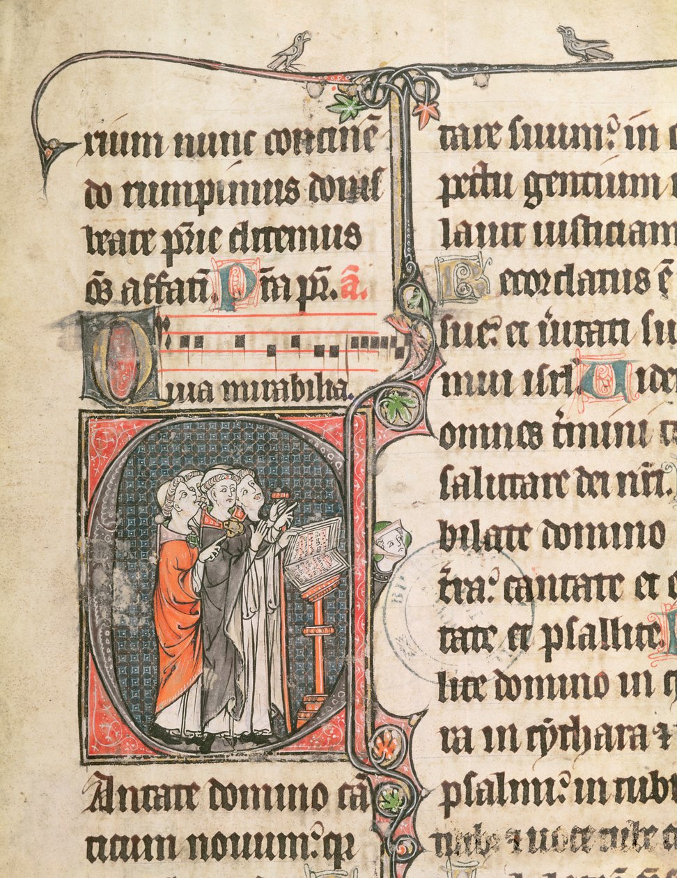 Ms 124 fol.98 Mnisi śpiewają z psałterza autorstwa French School