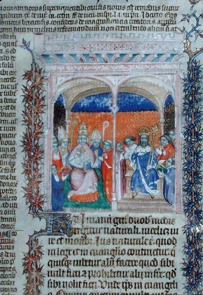 Ms 1290 Papież i król, z „Decrets de Gratien” (welin) autorstwa French School