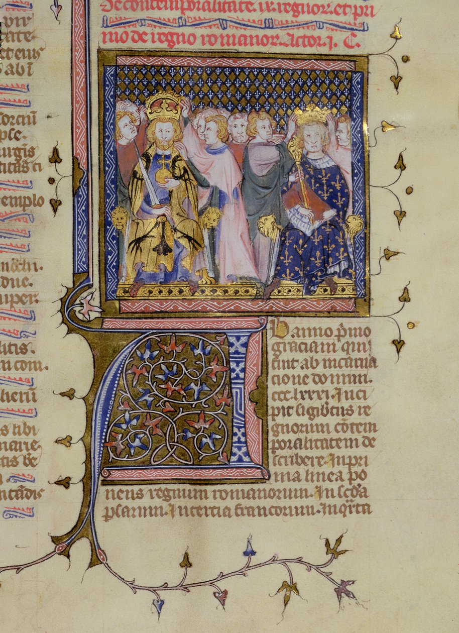 Ms 13. fol 232 Koronacja Ludwika IX (121415-70) i prawdopodobnie Fryderyka II (1194-1250), z psałterza Pierre