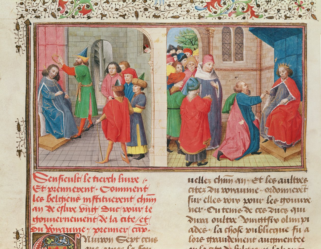 Ms 149 t.1 fol.108v Jak Belgowie wybierają księcia, z Histoire des Nobles Princes de Hainaut, Jacques de Guise autorstwa French School