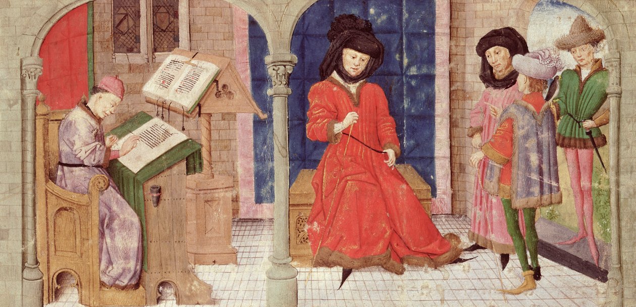 Ms 149 t.1 fol.1 Skryba, z Histoire des Nobles Princes de Hainaut, Jacques de Guise autorstwa French School