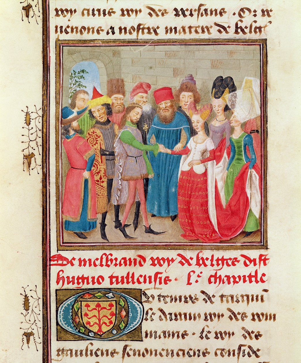 Ms 149 t.1 fol.95 Scena weselna z Histoire des Nobles Princes de Hainaut, Jacques de Guise autorstwa French School