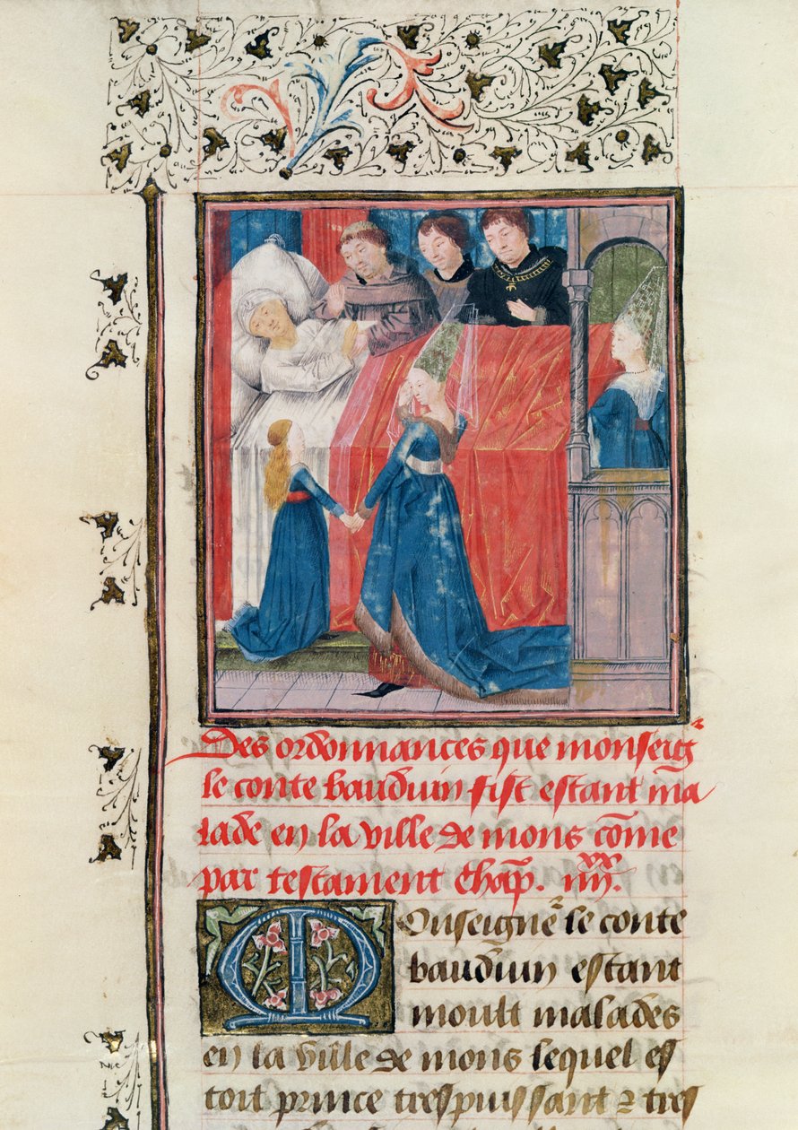 Ms 149 t.3 fol.163 Ostateczna choroba hrabiego Baldwina V Hainault autorstwa French School