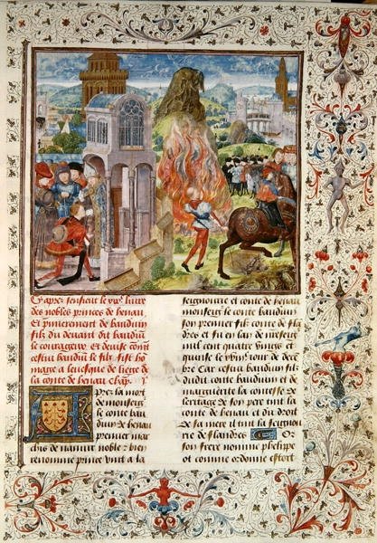 Ms 149 t.3 fol.172 Sukcesja Baldwina VI po śmierci jego ojca, Histoire des Nobles Princes de Hainaut, autorstwa Jacquesa de Guise autorstwa French School