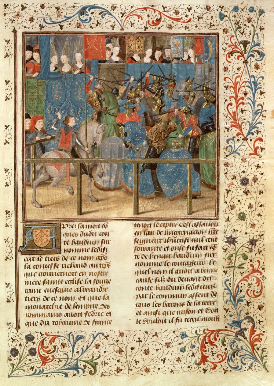 Ms 149 t.3 fol.82 Scena turniejowa, z Histoire des Nobles Princes de Hainaut, autorstwa Jacques de Guise autorstwa French School
