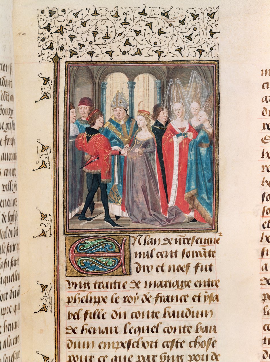 Ms. 149 t.3 fol.88 Wesele Filipa Augusta (1165-1223) króla Francji i Izabeli Hainault, córki hrabiego Baudouina autorstwa French School