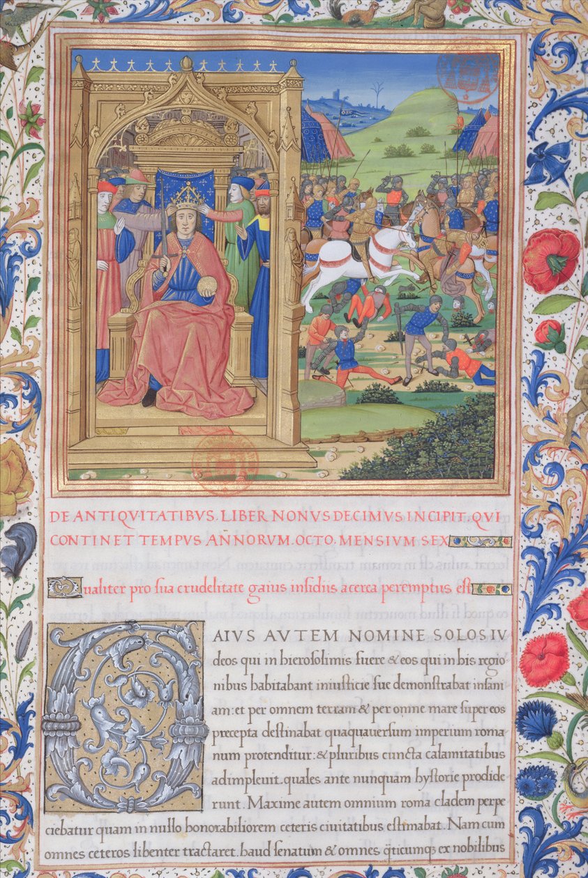 pani 1581 f. 371v Ilustracja z księgi XIX (Od wyjazdu Żydów z Babilonu do Fadusa rzymskiego prokuratora), rozdział 1 Starożytności Żydów (Antiquitates Judaicae) autorstwa Flaviusa Josa autorstwa French School