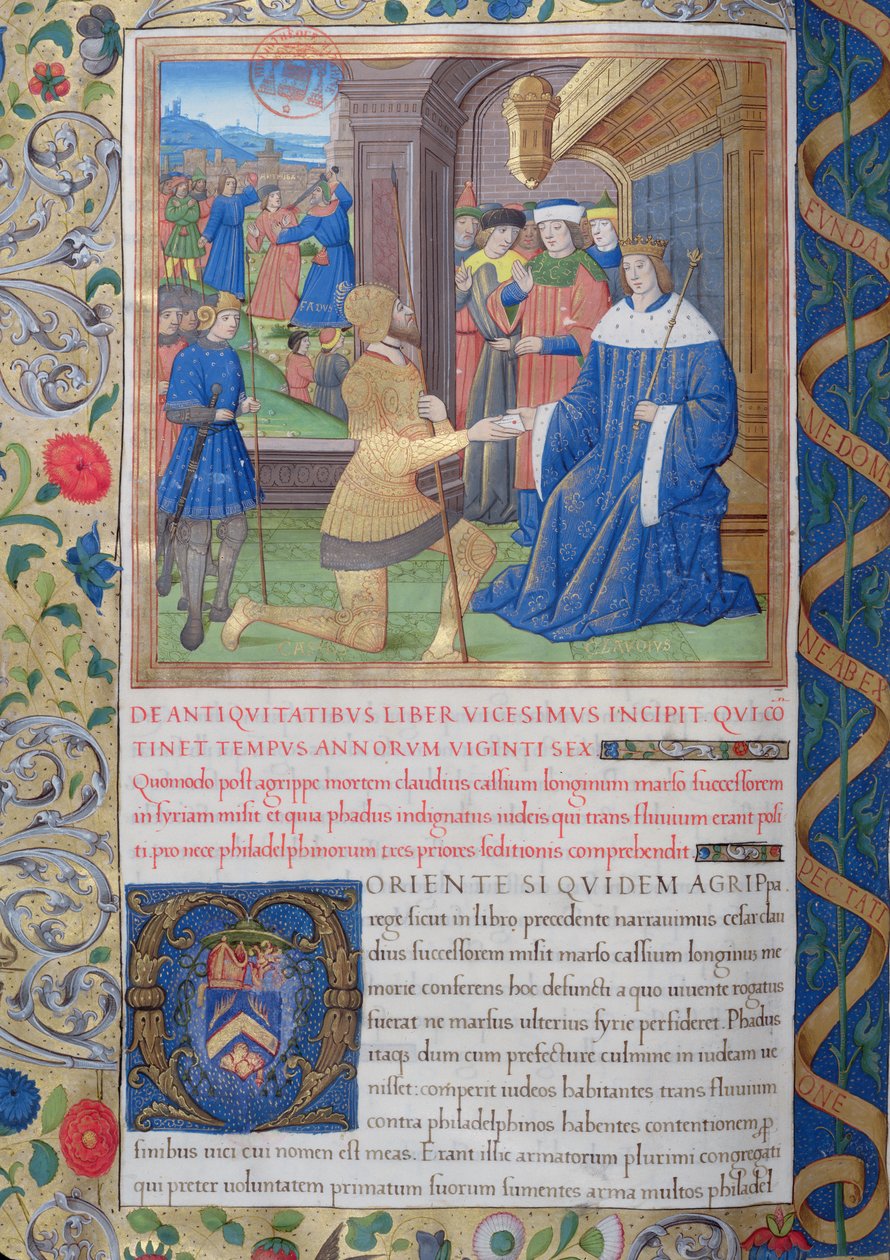 pani 1581 f. 897v Ilustracja z księgi XX (Od Fadusa prokuratora do Florusa), rozdział 1 Starożytności Żydów (Antiquitates Judaicae) Józefa Flawiusza - Jak po śmierci Agryppy, autorstwa French School