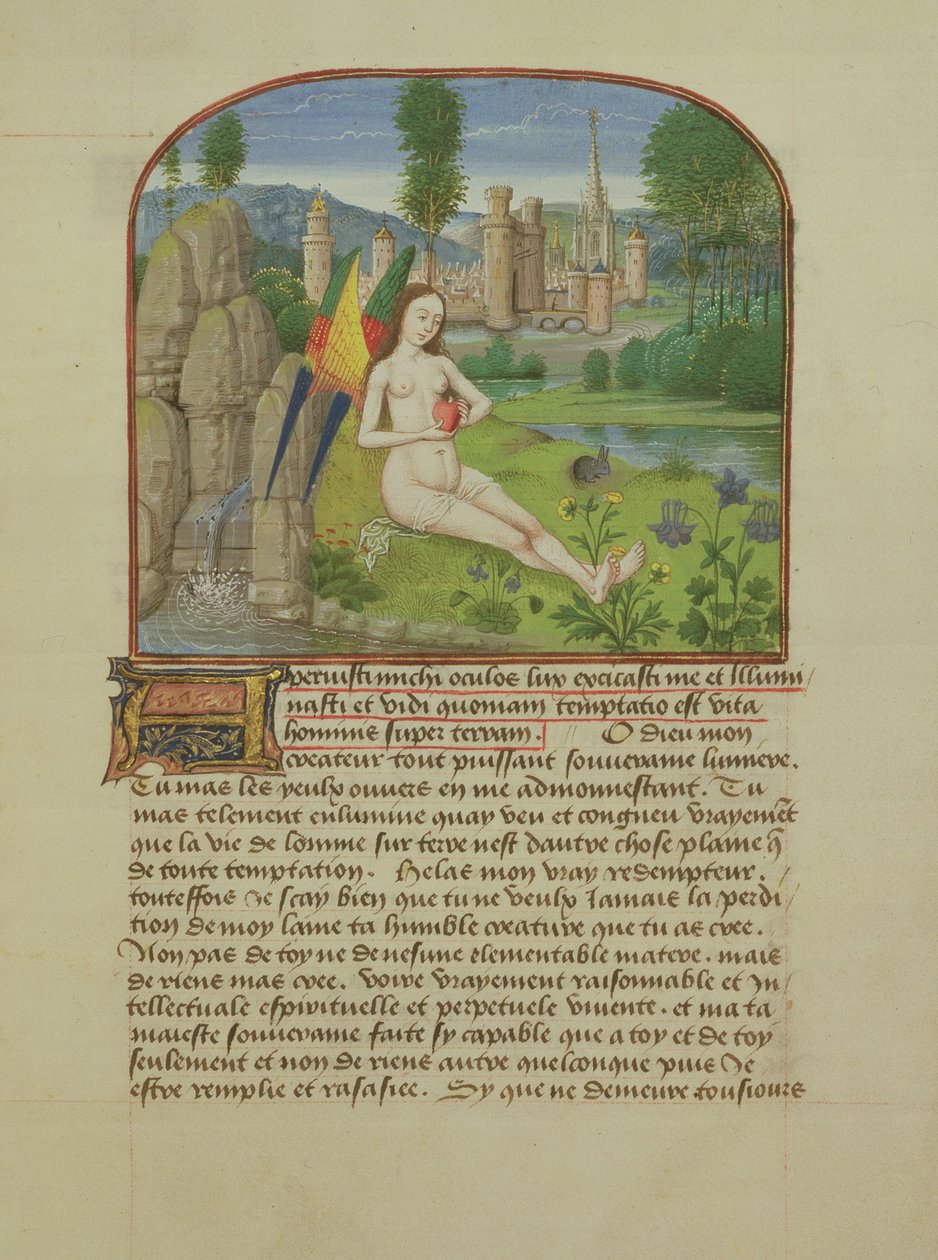 Ms 165 fol.31r Dusza siedząca nad strumieniem, z Instrukcji dun Jeune Prince Rene dAnjou, c.1465-68 autorstwa French School