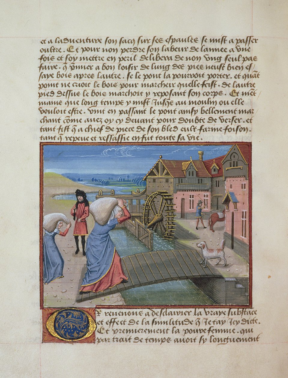 Ms 165 fol.48v Młyn wodny, z Instruction dun Jeune Prince Rene dAnjou, c.1465-68 autorstwa French School