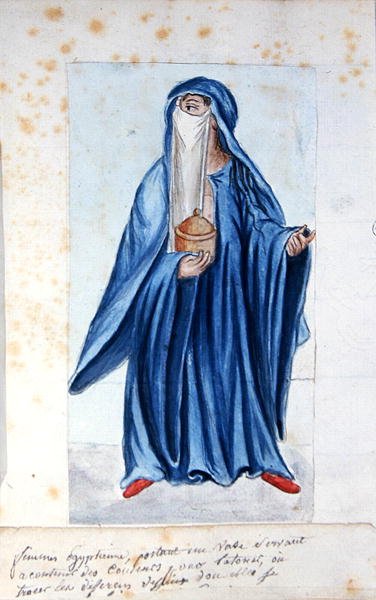Ms 1688 Egipcjanka trzymająca wazon z pigmentami do tatuażu autorstwa French School