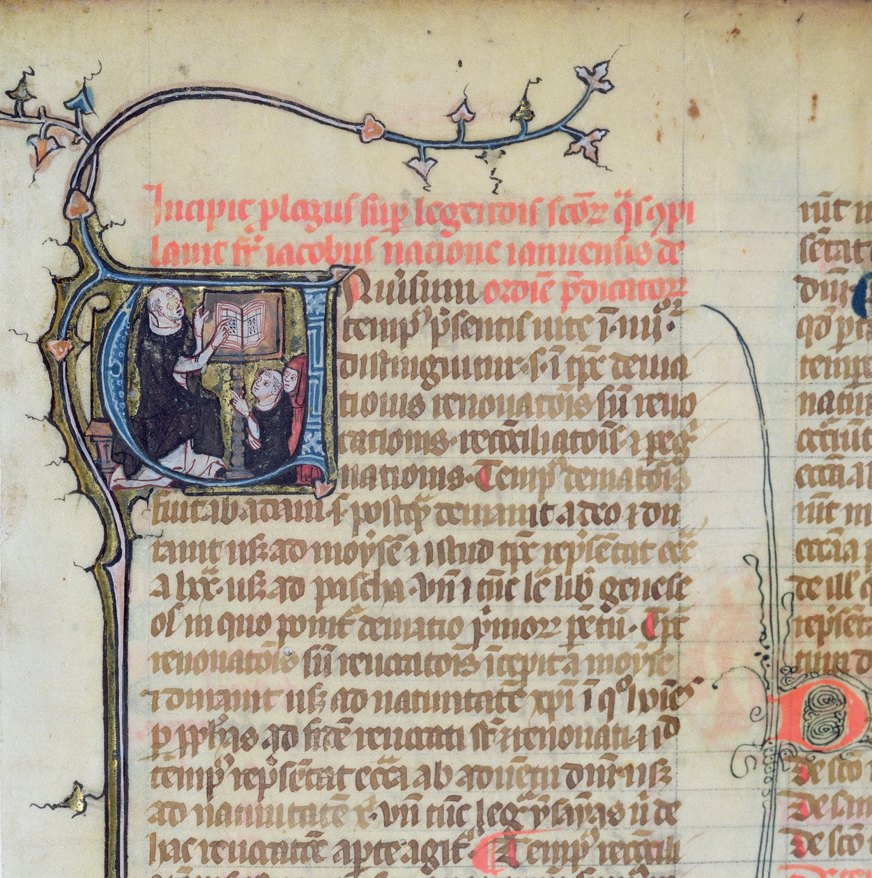 Ms 1721 Fol.1 mnich dominikański wykładający dwóch innych mnichów z Legenda Sanctorum Aurea autorstwa Jacques de Voragine autorstwa French School