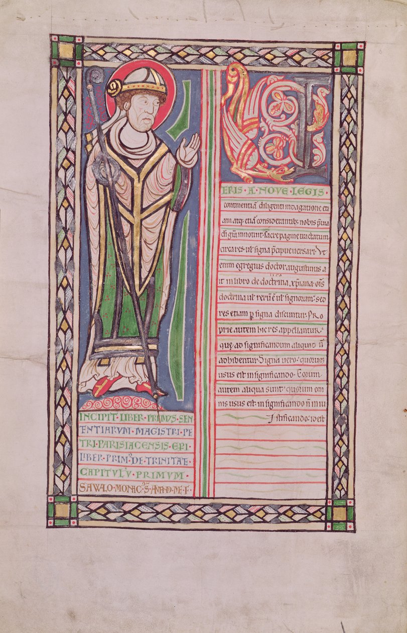 Ms 186 Fol.2v Pierre Lombard Biskup Paryża, z Księgi Czterech Sentencji (Księga Sentencji), c.1160 autorstwa French School