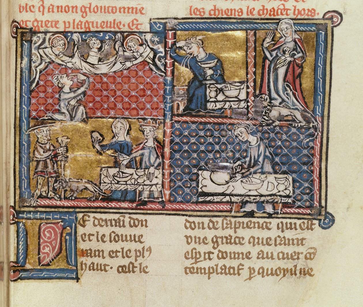 Ms 1895 fol.149 Strona z książki przeciw francuskim wadom i cnotom autorstwa French School