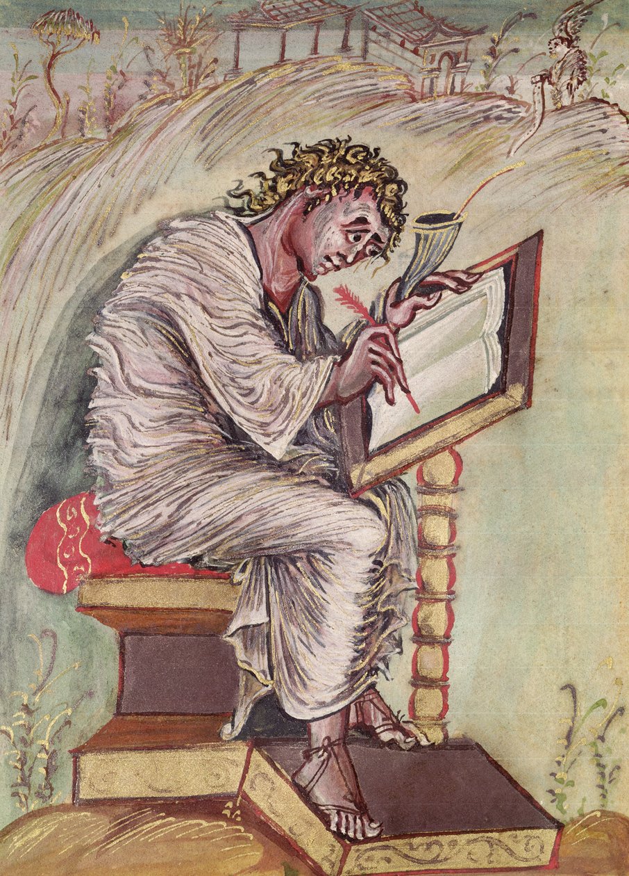 Ms 1 fol.18v Św. Mateusz, z Ewangelii Ebbo, ok. 816-835 autorstwa French School