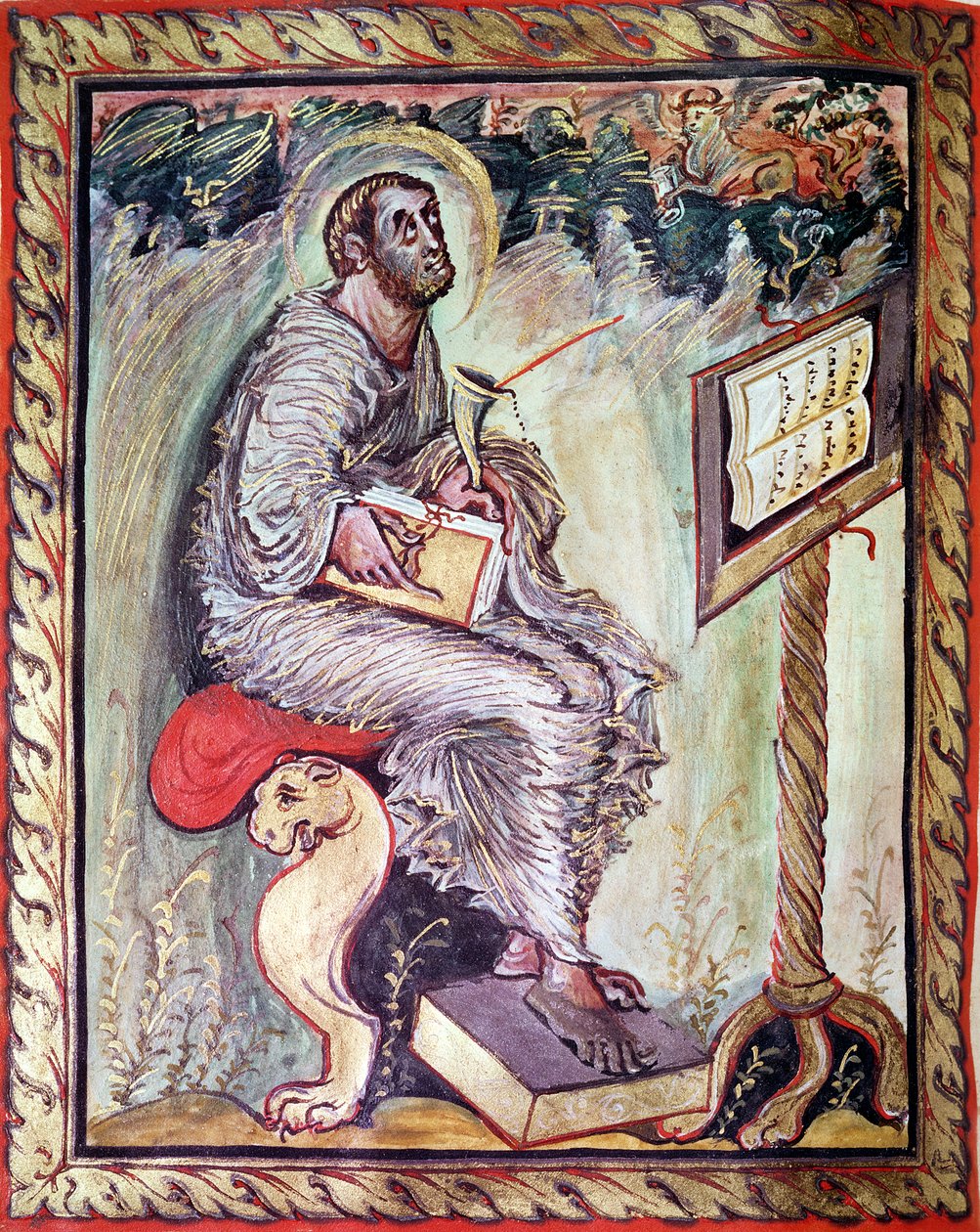 Ms 1 fol.90v Św. Łukasz, z Ewangelii Ebbo, ok.816-835 autorstwa French School