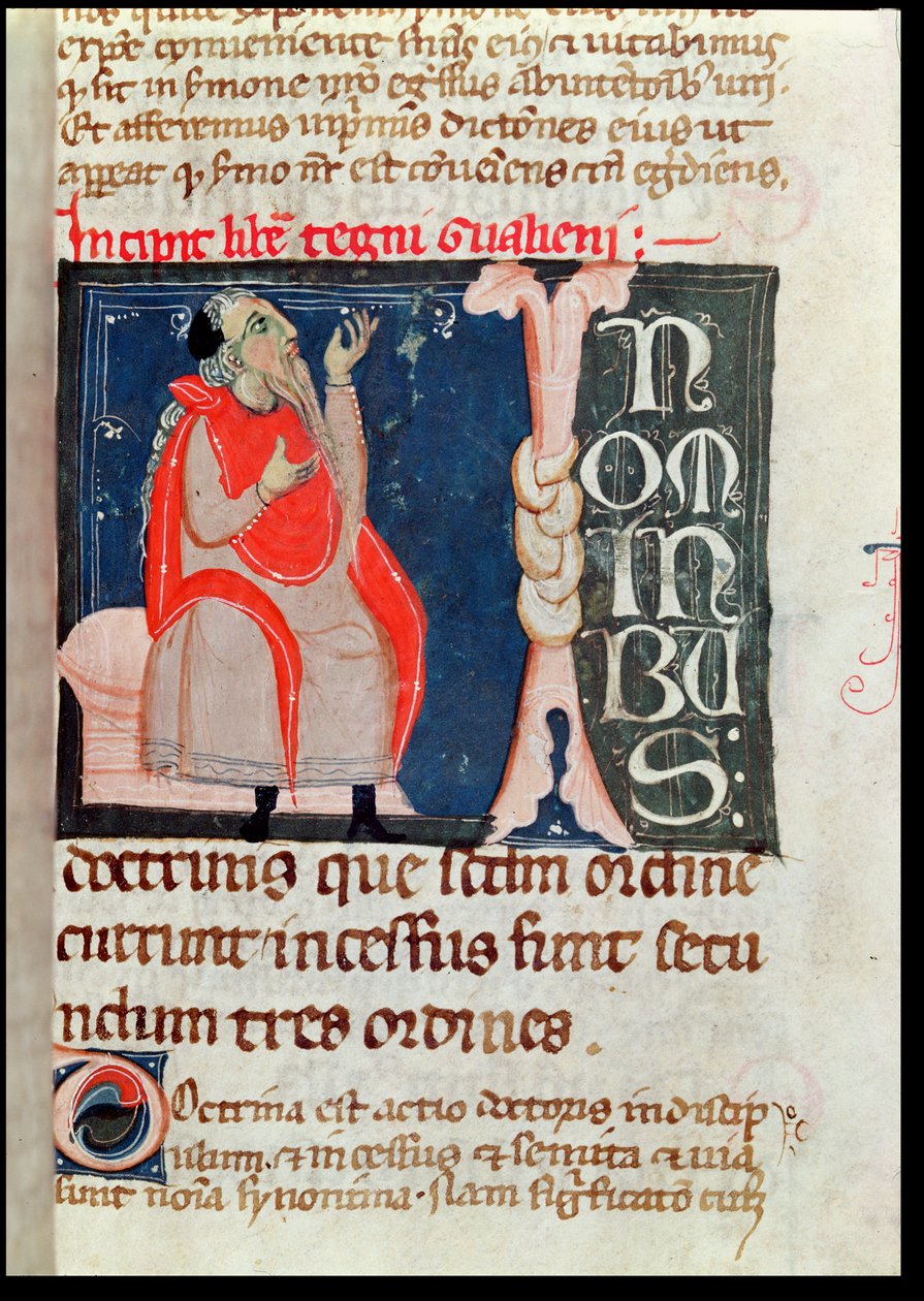 Pani 2046 fol. 261 Naukowiec, ilustracja na początku Komentarza Alibena Rhodonana do Ars Parva autorstwa Galena (ok. 130-c.201) autorstwa French School