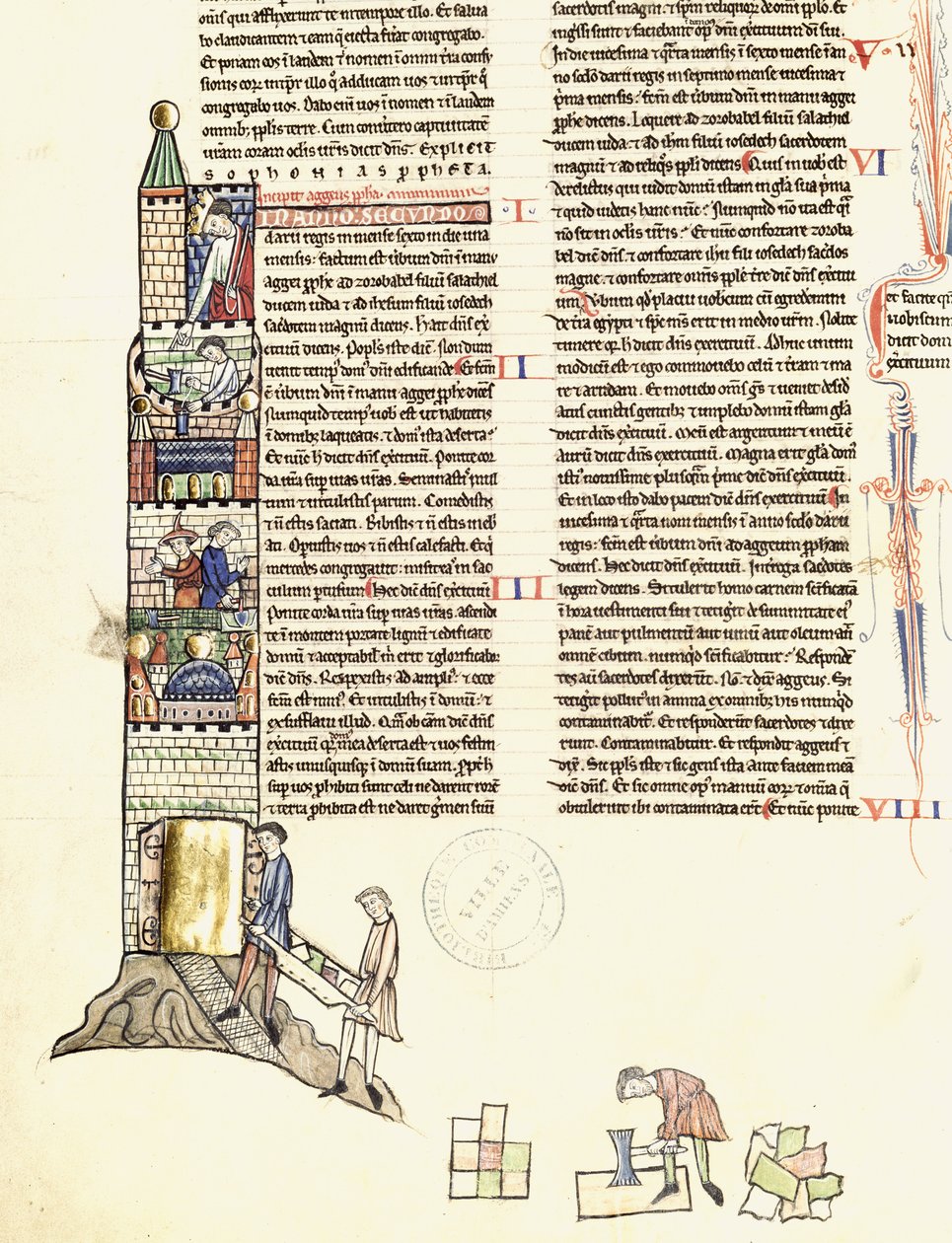 Ms 21 f.167v Budowa wieży autorstwa French School