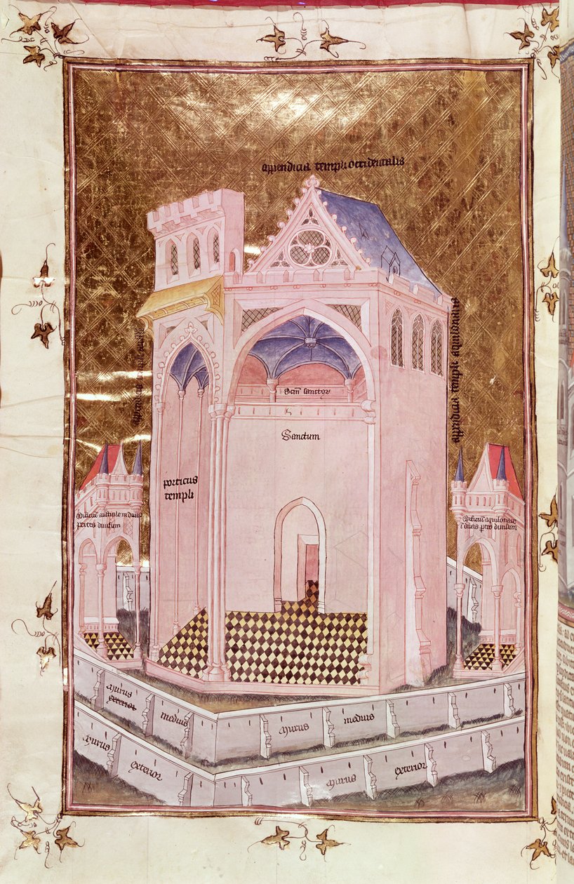 Ms 292 Tome 3 fol.214v Świątynia Jerozolimska, z Postilles sur la Bible autorstwa Nicolasa de Lyre autorstwa French School