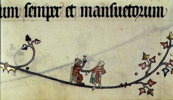 Ms 298 f.25 Małpi lekarze człowiek z Metz Pontifical, napisany dla Raymonda Bara, biskupa Metz autorstwa French School