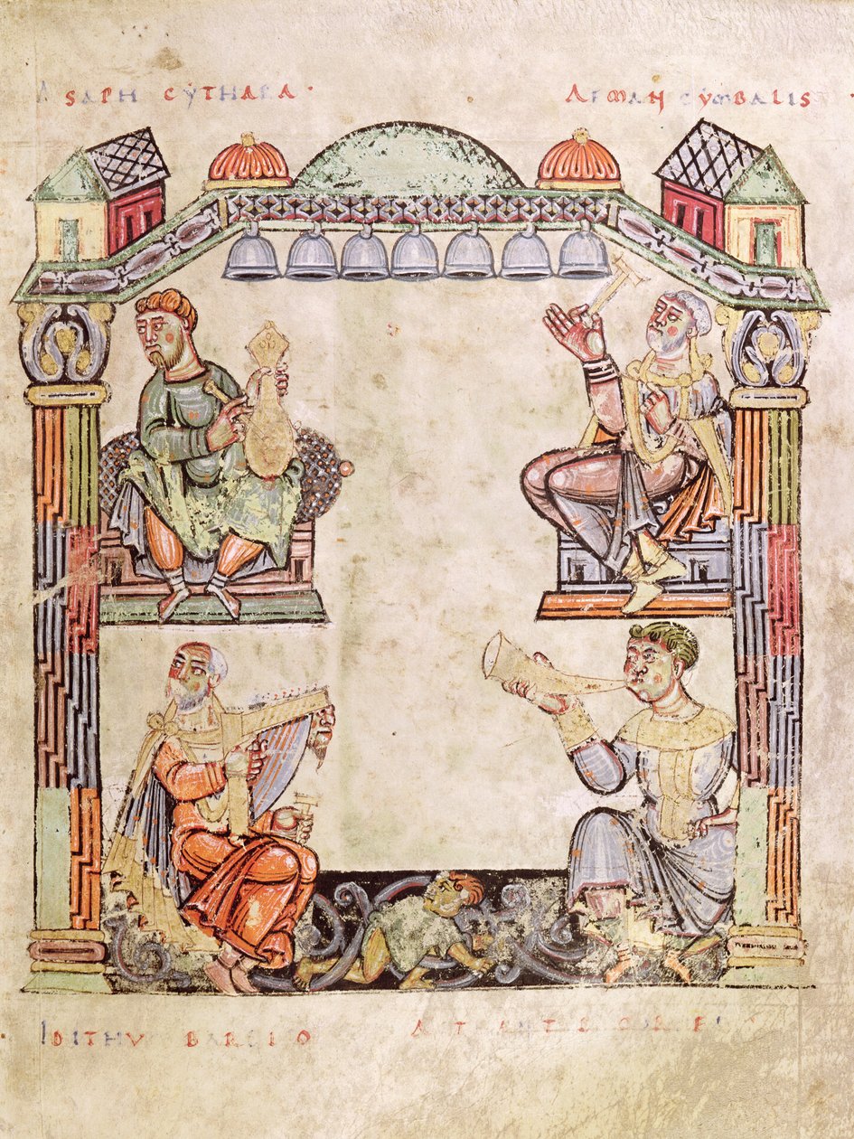 Ms 2 fol.11 (6) Czterech muzyków, z Godzinek autorstwa French School