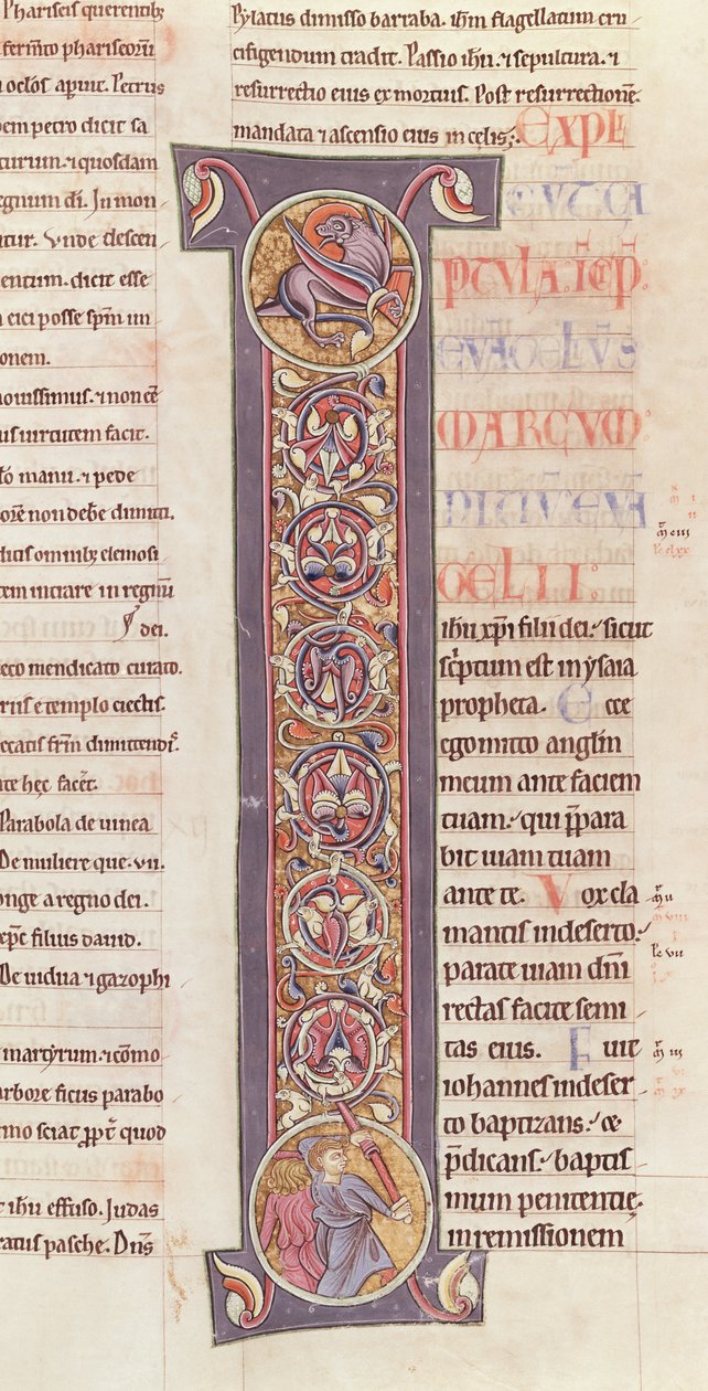 Ms 2 fol.175 t.2 Ewangelia św. Marka z Biblii Klasztoru Saint-Andre aux-Bois autorstwa French School