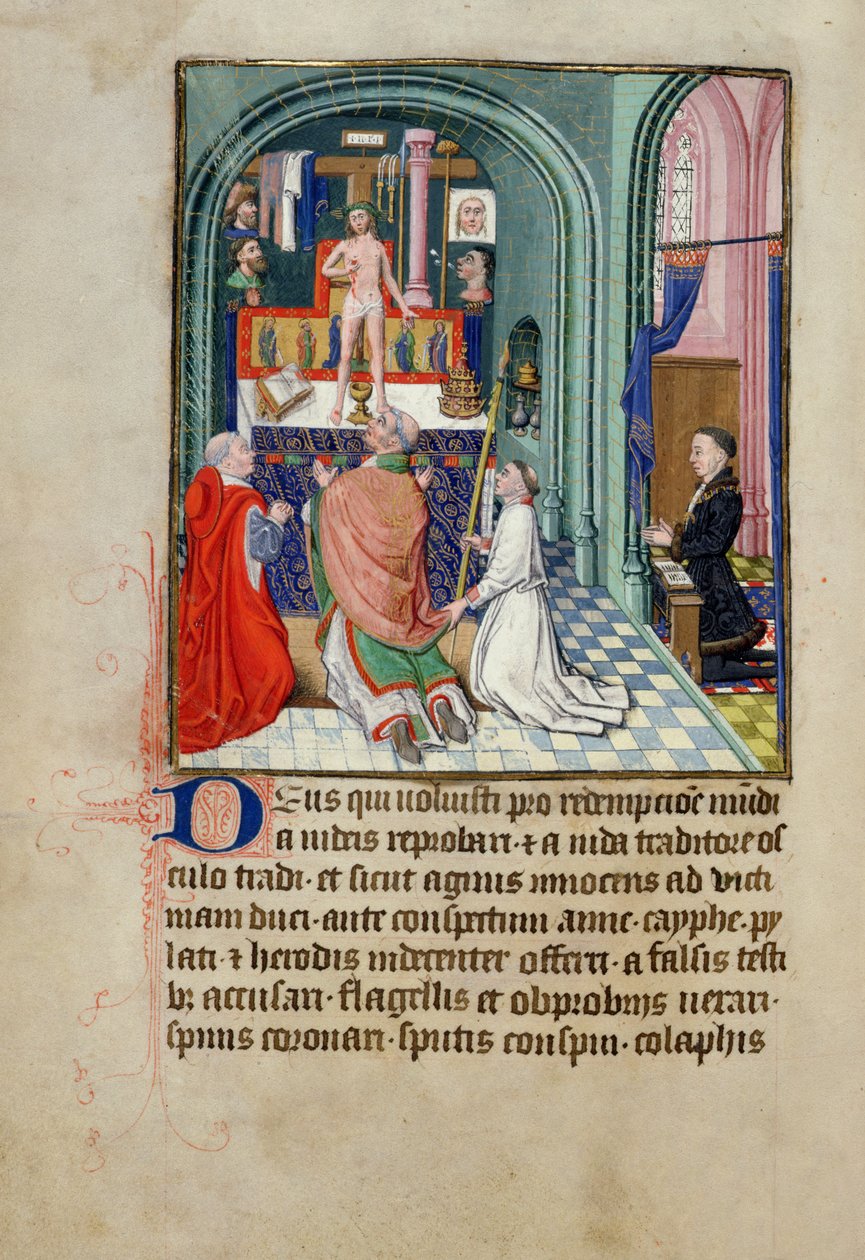 Ms 3-1954 fol.253v Msza św. Grzegorza z Księgi Godzin, wykonana dla Filipa Le Hardi, księcia Burgundii autorstwa French School