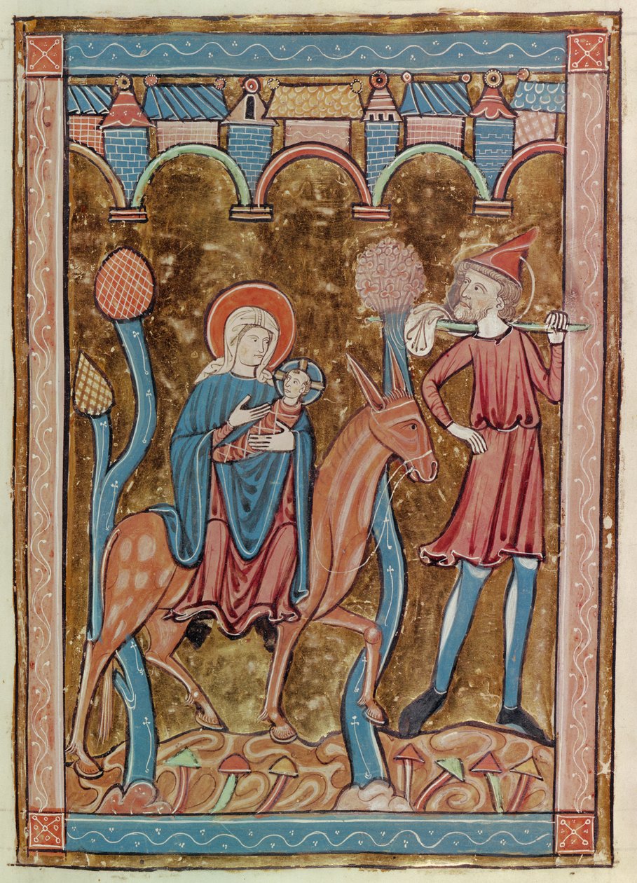 Ms 3016 fol.12 Ucieczka do Egiptu z Psautier a lUsage de Paris autorstwa French School