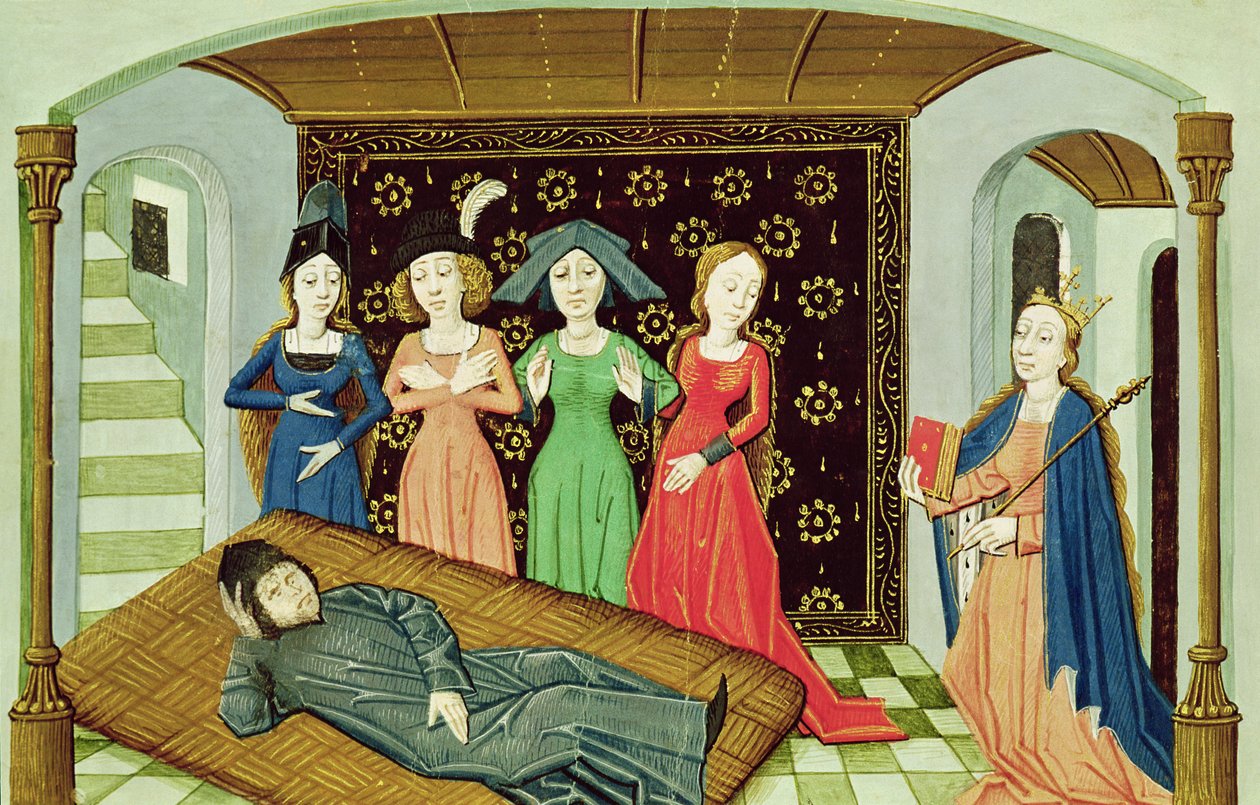 Ms 3045 f.3 Boecjusz, Filozofia i Muzy, z Pocieszenia Filozofii autorstwa French School