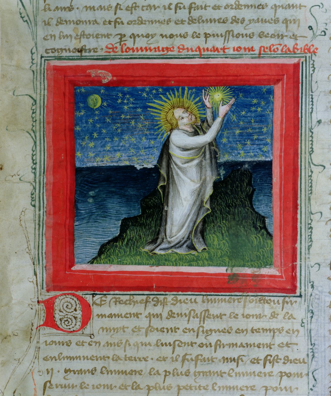 Ms 313 Bóg tworzący gwiazdy, z Biblii des Grands Augustins, 1494 autorstwa French School