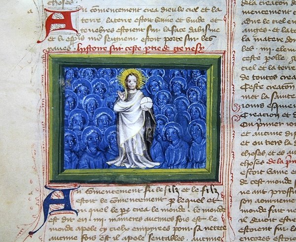 Ms 313 Bóg w otoczeniu aniołów z Biblii des Grands Augustins autorstwa French School