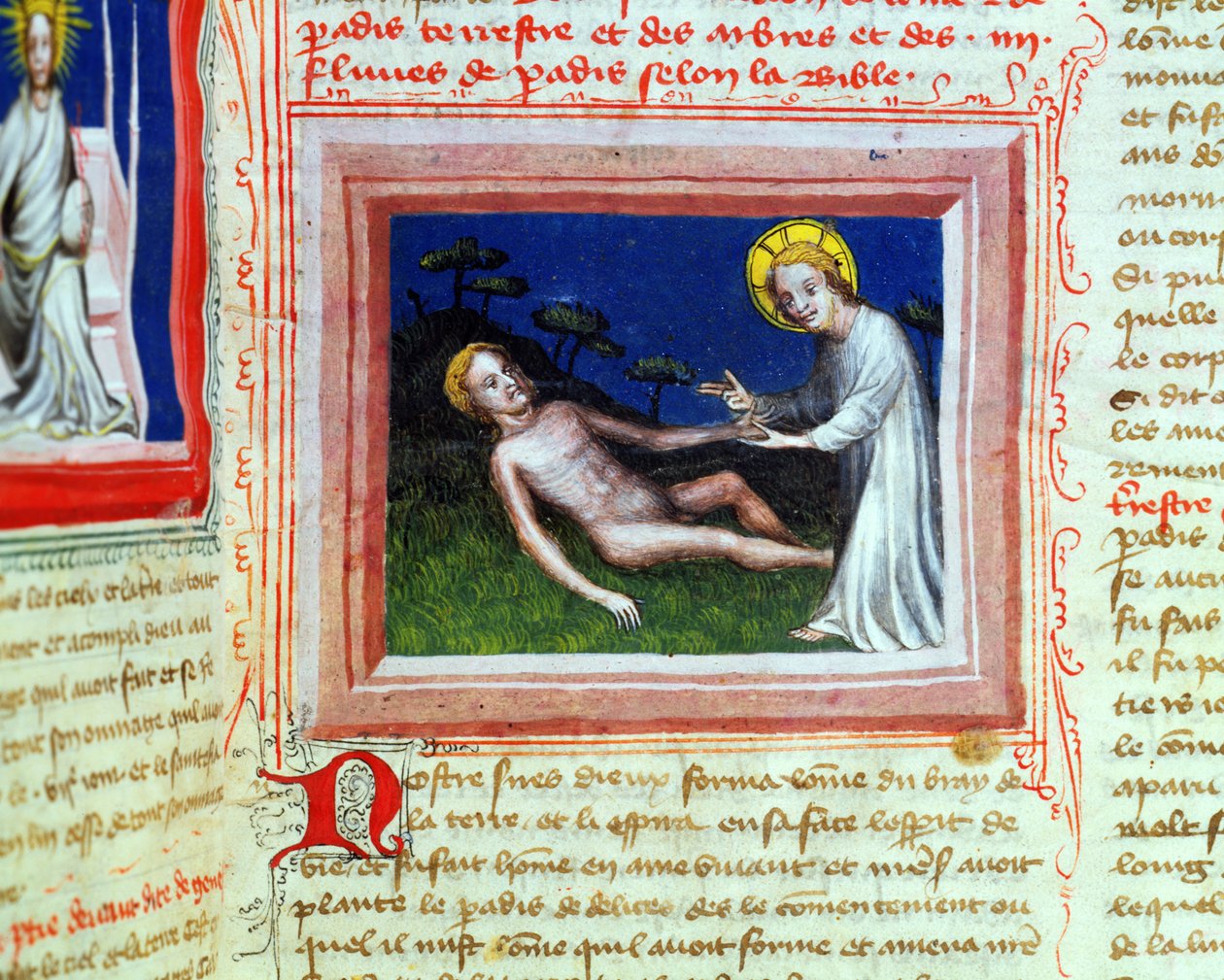 Ms 314 Stworzenie Adama, z Biblii des Grands Augustins, 1494 autorstwa French School