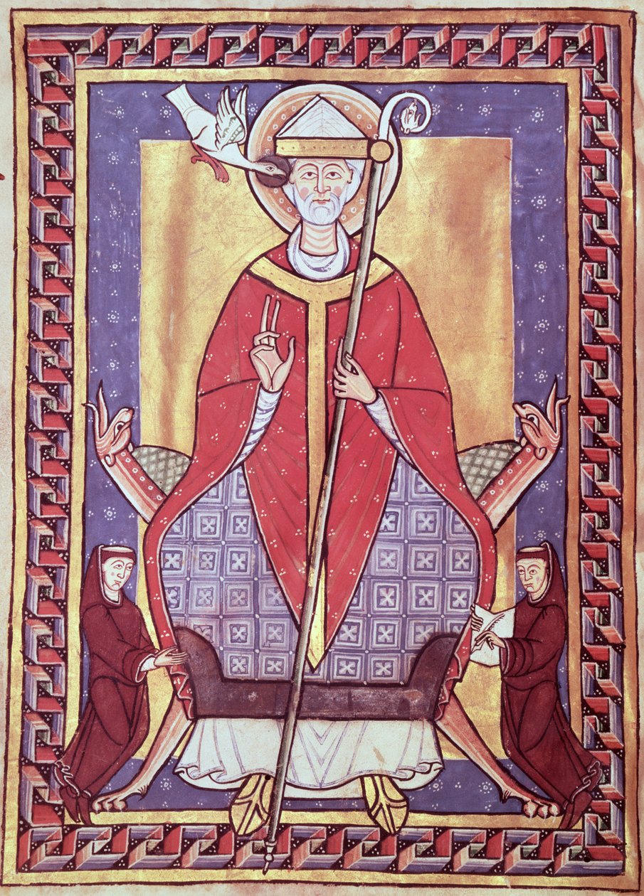 Ms 315 f.1v St. Gregory, z fragmentu jego prac autorstwa French School