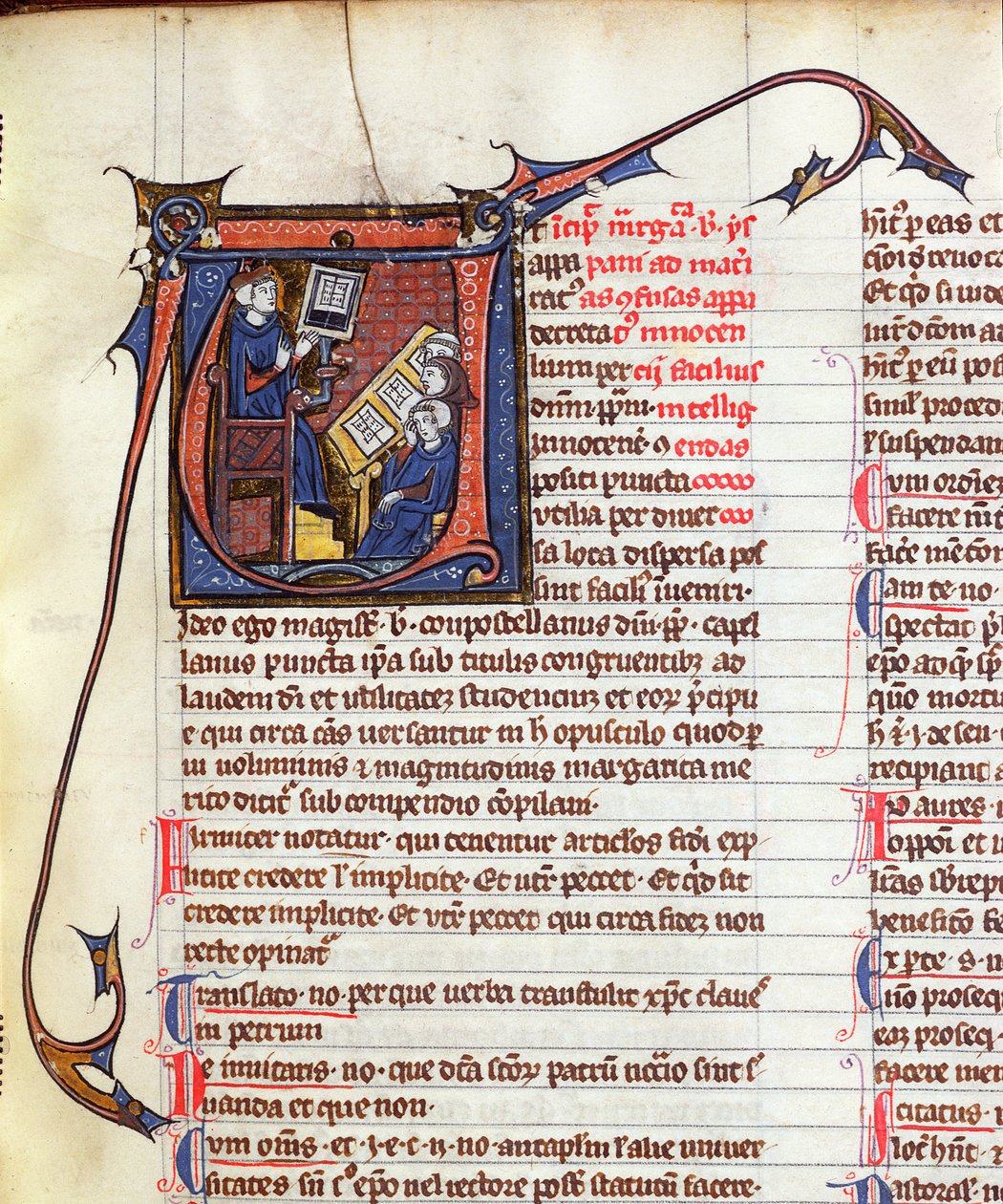 Ms 31 Fol.278 Mistrz prawa kanonicznego i jego uczniowie, z Apparatus in Quinque Libros Decretalium papieża Innocentego IV (zm. 1254) autorstwa French School