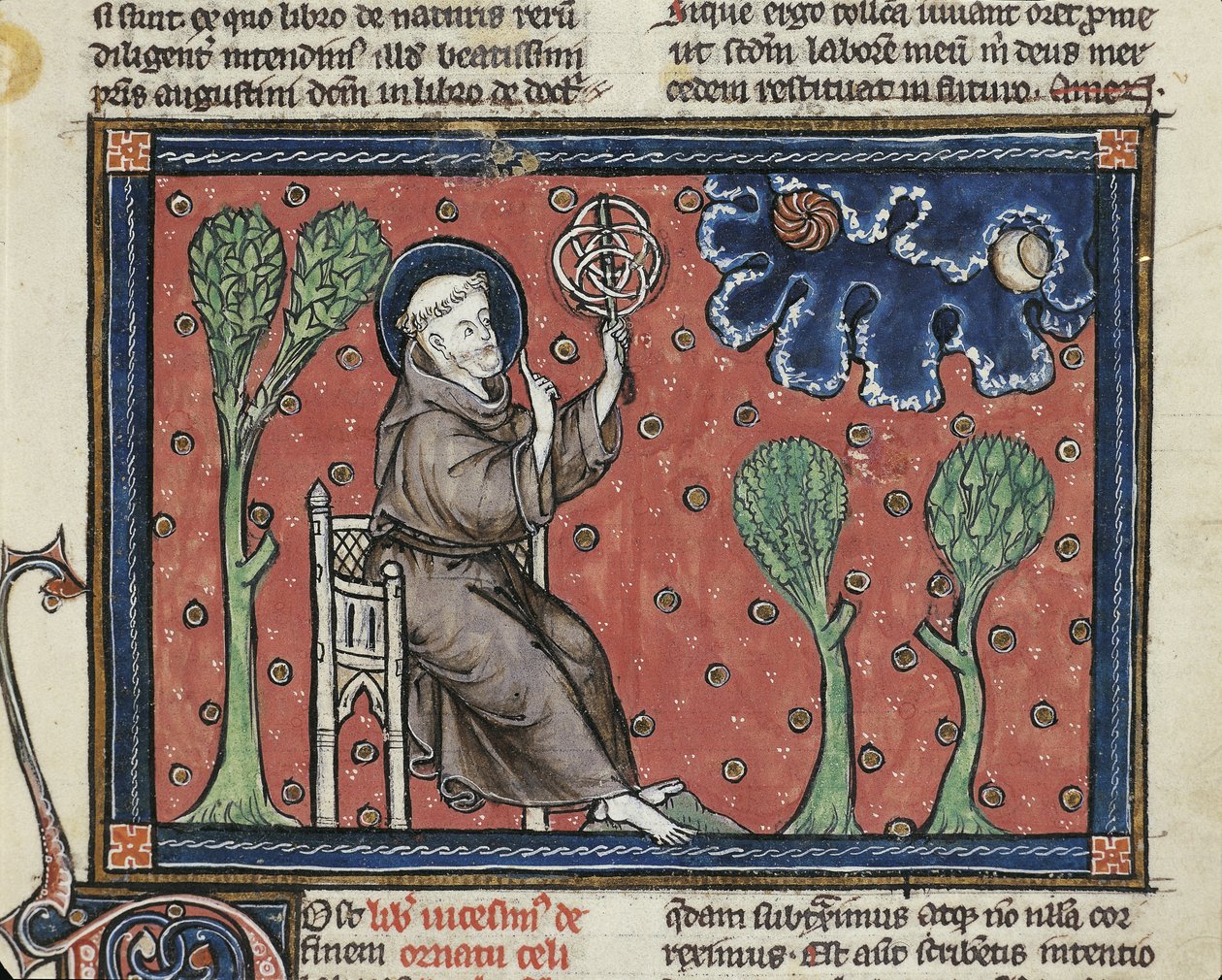 Ms 320 Fol.194v Astronomy, z „De Natura rerum” Thomasa van Cantimpre (1201-72) (welum) autorstwa French School