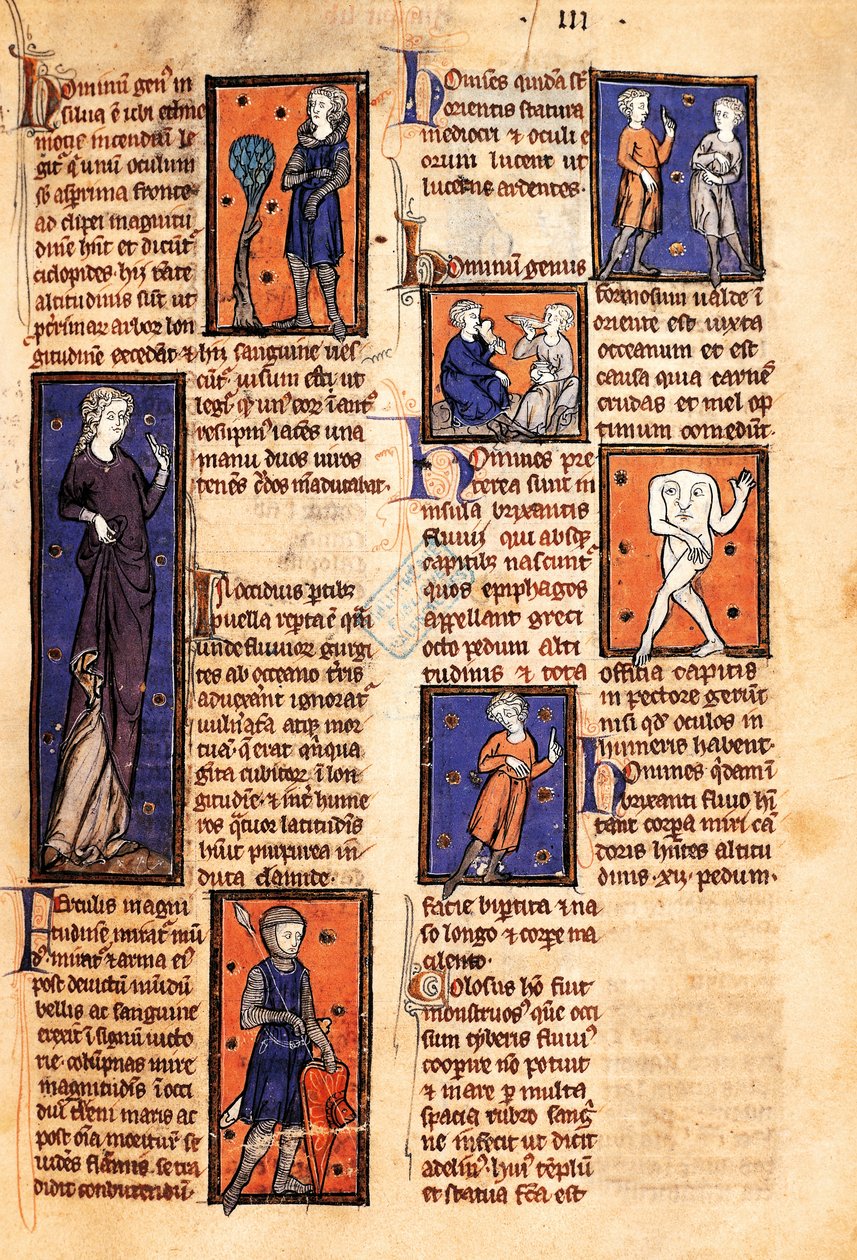 Ms 320 Fol.46r Monsters, z „De Natura rerum” Thomasa van Cantimpre (1201-72) (welum) autorstwa French School