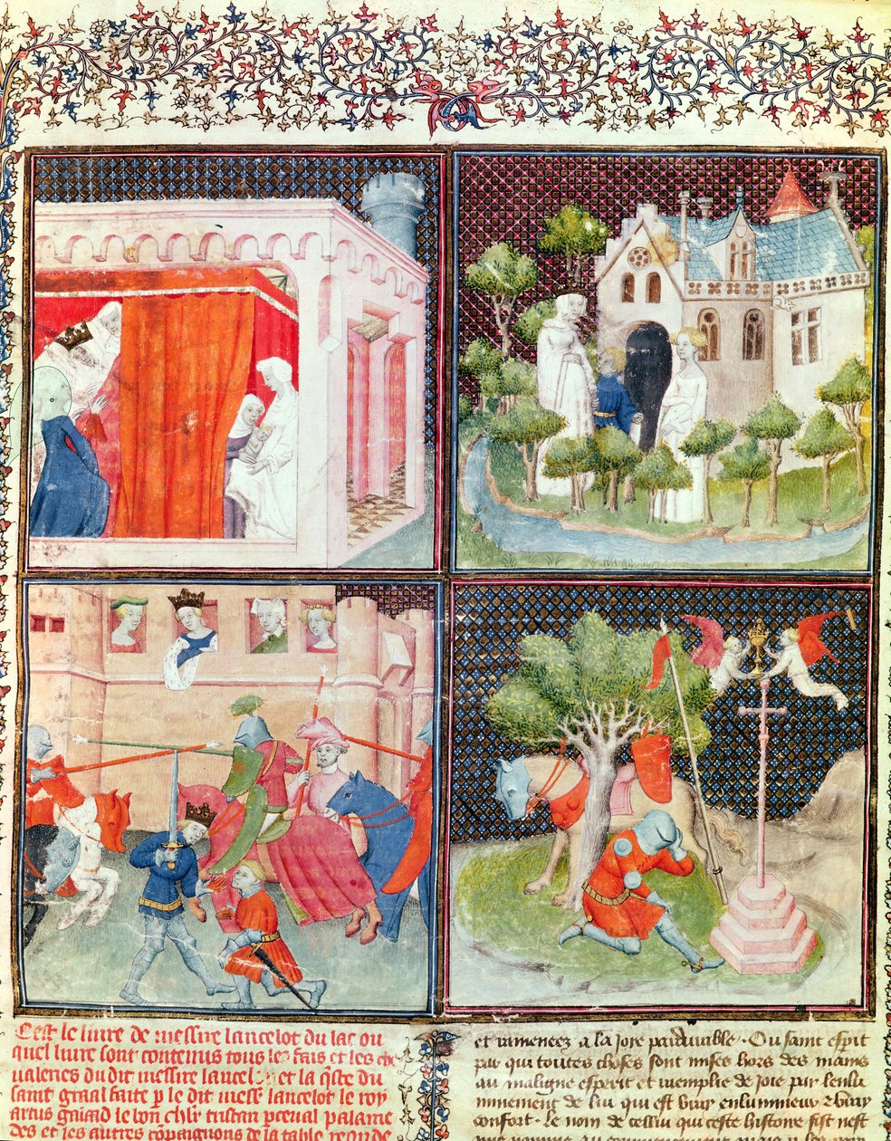 Ms 3479 fol.1 Historia Lancelota i poszukiwanie Świętego Graala, z Livre de Messire Lancelot du Lac (zob. także 178930) autorstwa French School