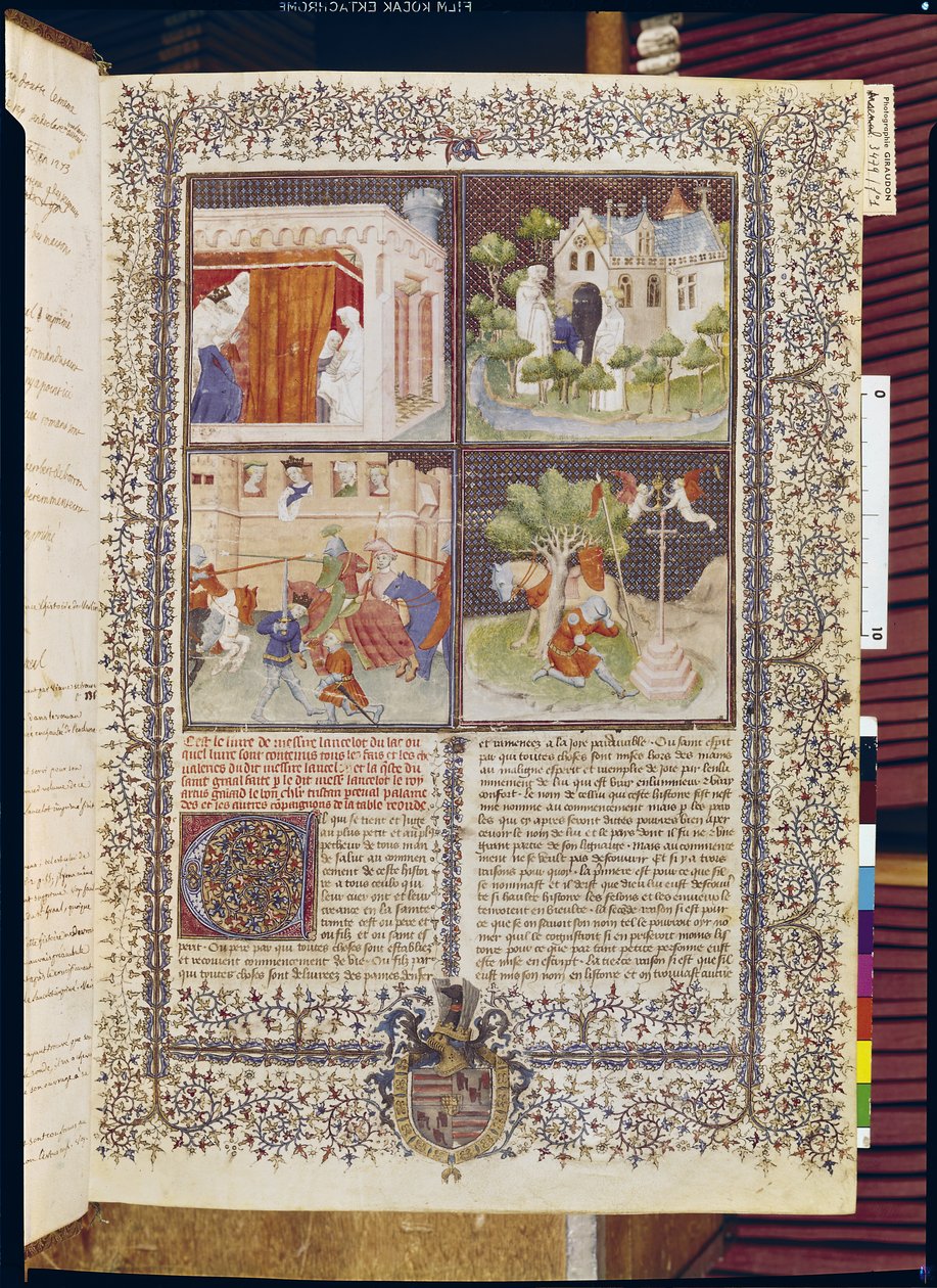 Ms 3479 t.1 f.1 Historia Lancelota i poszukiwanie Świętego Graala, z Livre de Messire Lancelot du Lac autorstwa French School