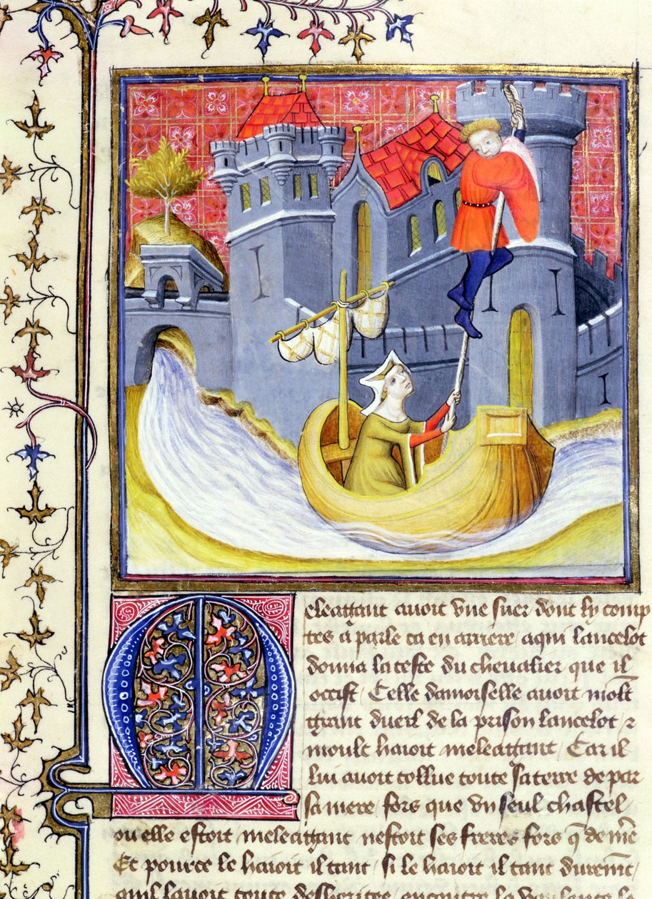 Ms 3480 Rycerz uciekający z zamku z pomocą damy z Livre de Messire Lancelot du Lac autorstwa French School