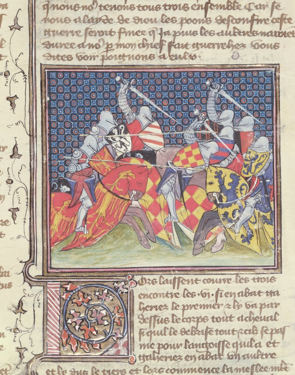 Ms 3480 Knights in Battle, z Livre de Messire Lancelot du Lac autorstwa French School