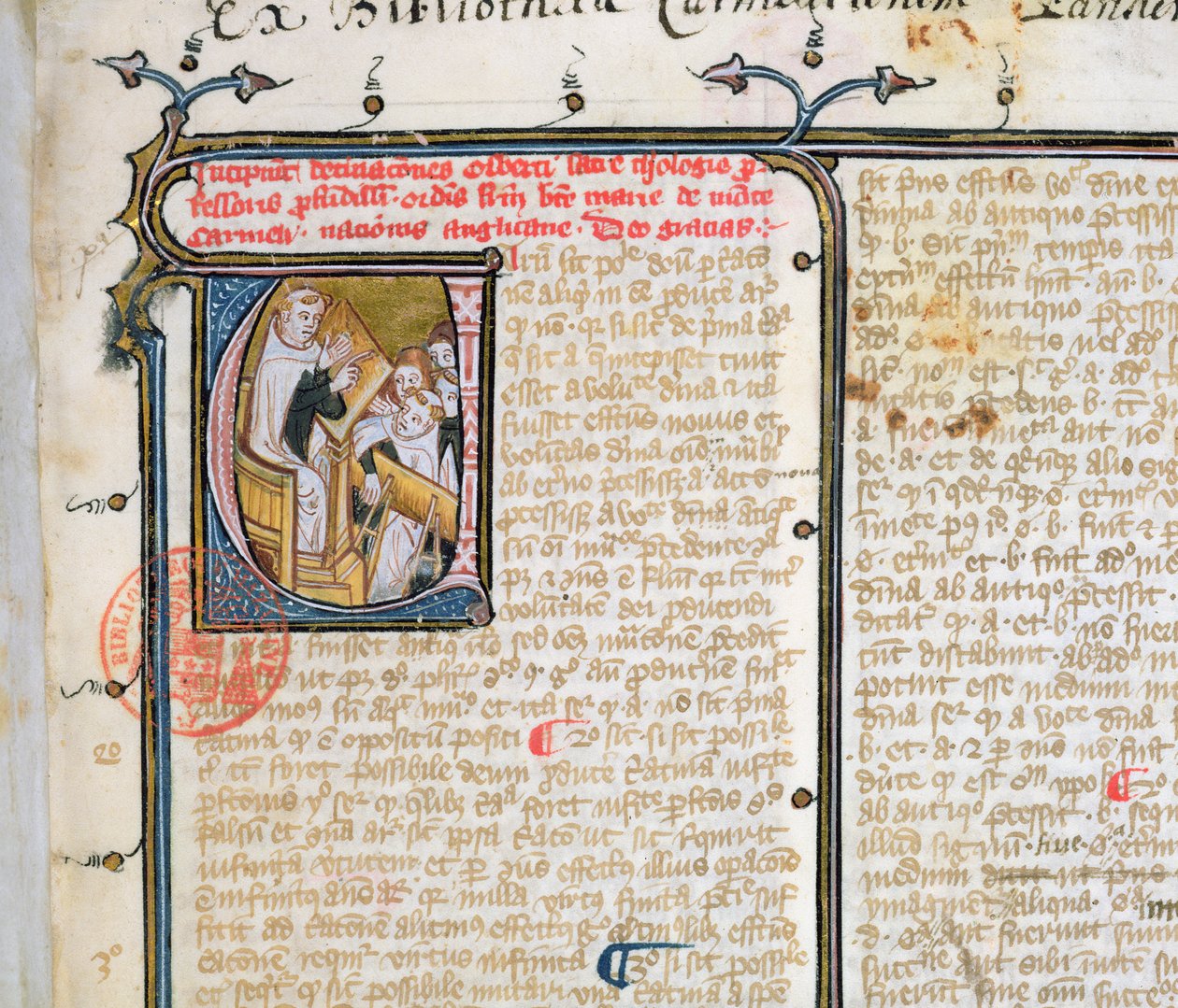 Ms 3519 fo.1 Profesor karmelitański nauczający swoich uczniów autorstwa French School