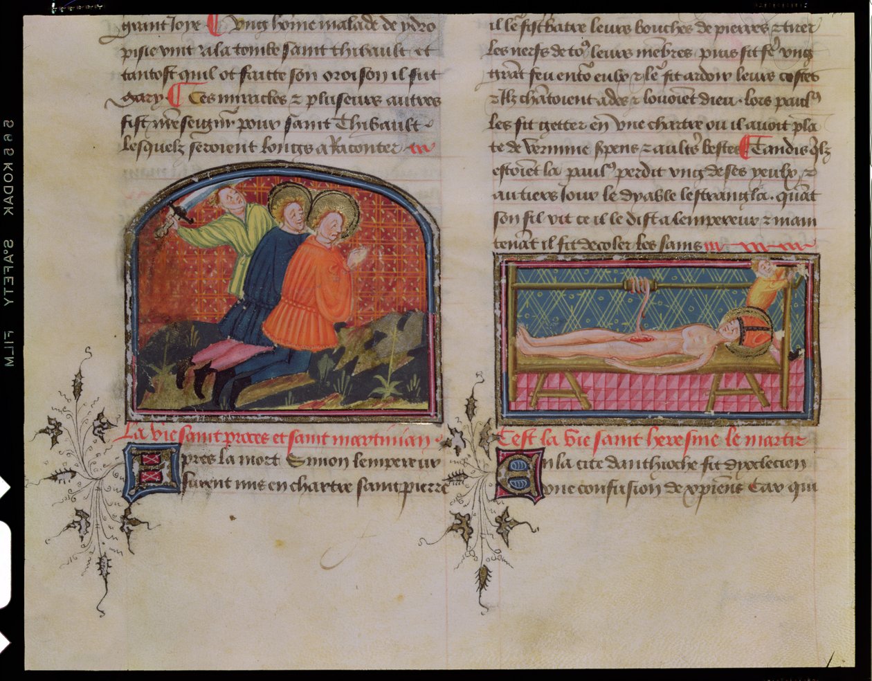 Ms 3682 Ścięcie św. Procesa i św. Marcina i męczeństwo św. Erazma, z Legenda Sanctorum Aurea autorstwa Jacques de Voragine autorstwa French School