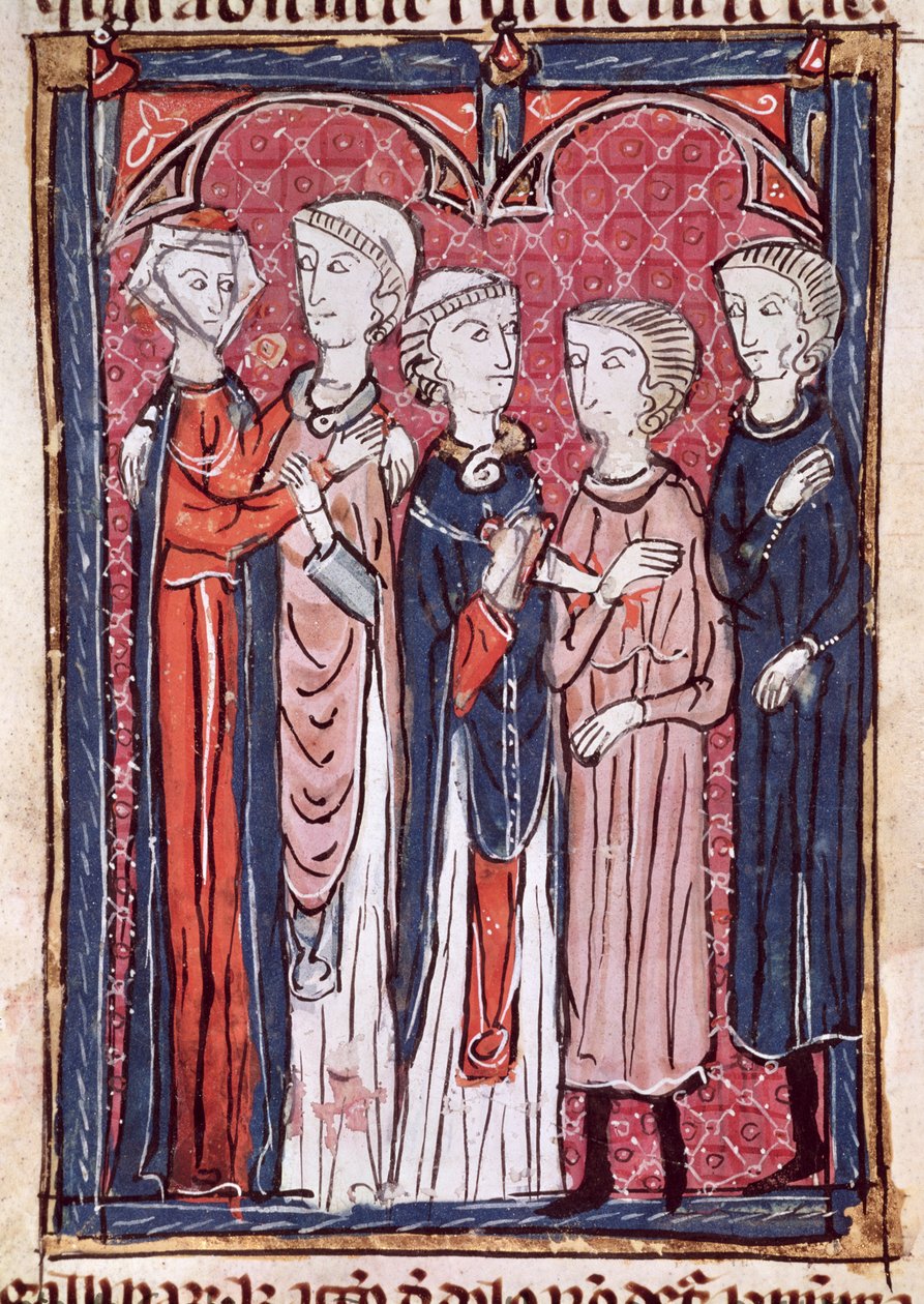 Ms 372 fol.141 Zaręczyny z Decrets de Gratien autorstwa French School