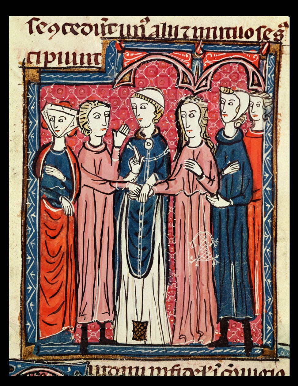 Ms 372 fol.153 Małżeństwo, z Decrets de Gratien autorstwa French School