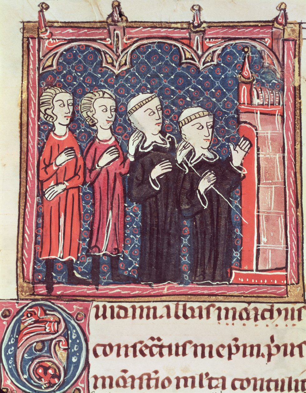 Ms 372 fol.47v Fundacja klasztoru, z Decrets de Gratien autorstwa French School
