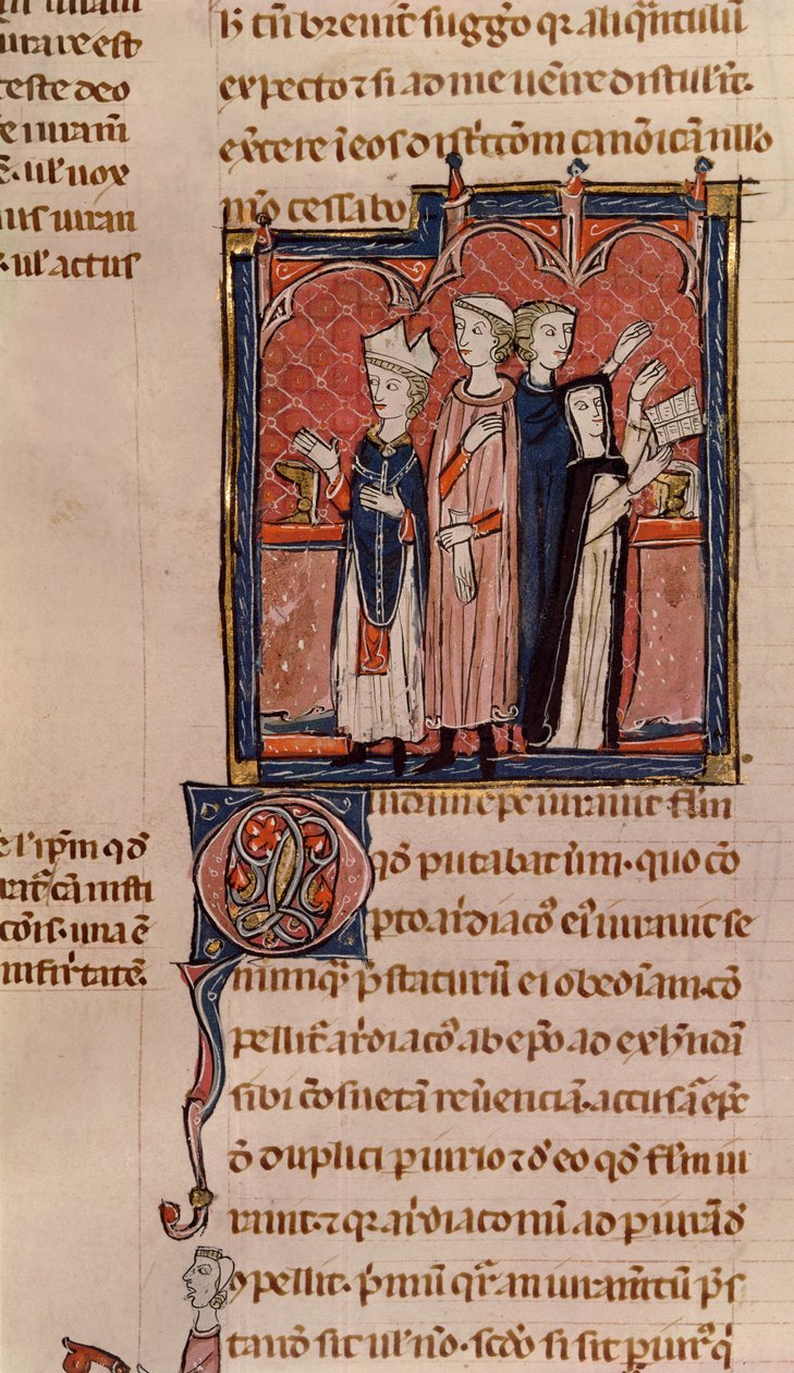 Ms 372 fol.59v Zakonnica składająca śluby i mszę odprawianą przez biskupa, z Decrets de Gratien (szczegóły w 181276) autorstwa French School