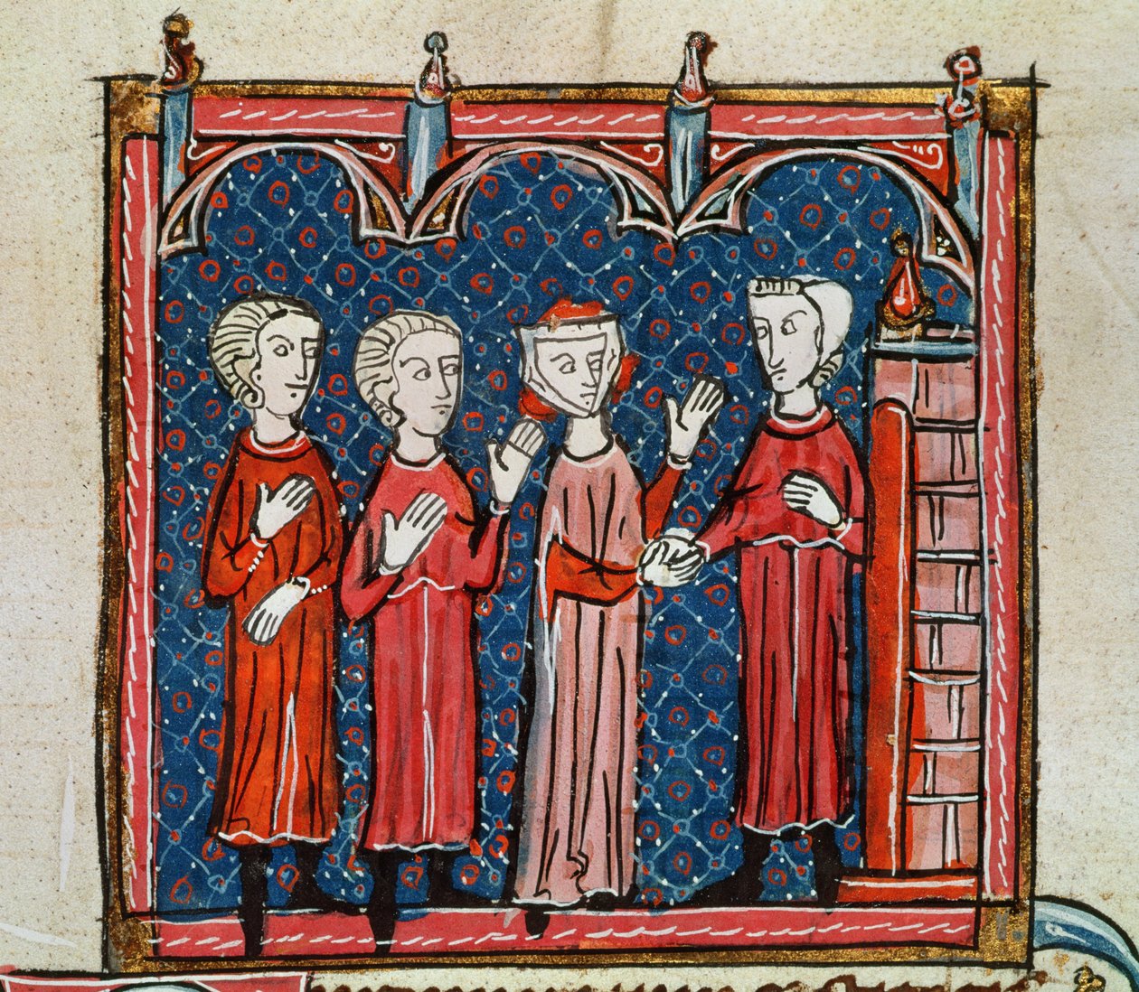 Ms 372 fol.6v Cudzołóstwo i przestępstwo popełnione przez kapłana, z "Decrets de Gratien" (pergamin) autorstwa French School