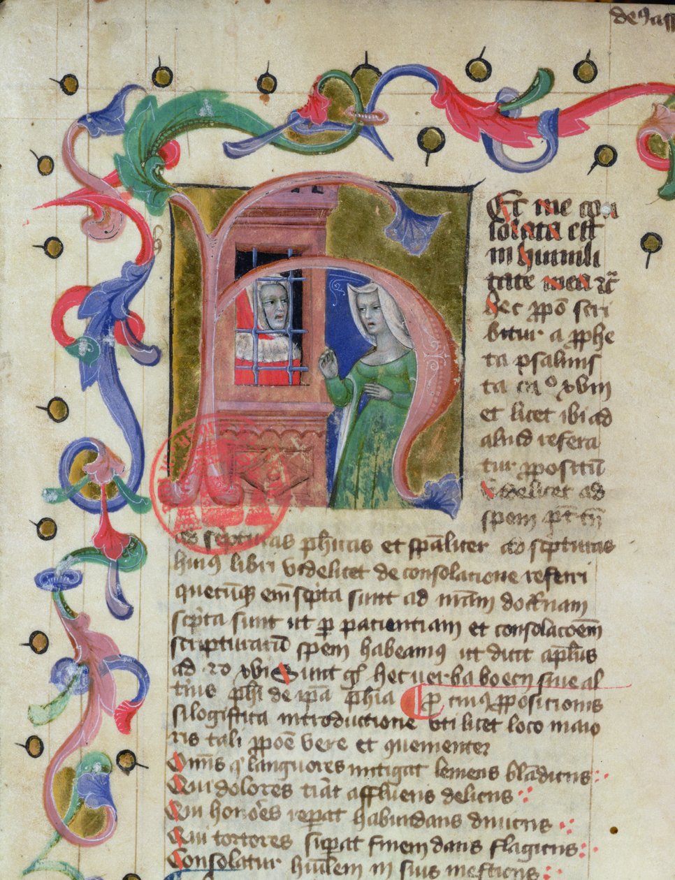 Ms 3859 Miniatura filozofa Boecjusza (ok. 480-524) w więzieniu autorstwa French School